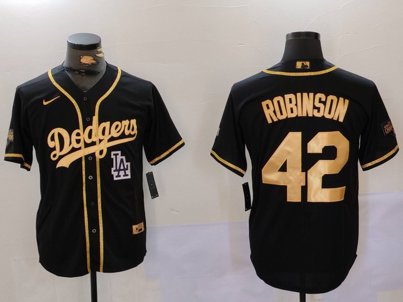 Men Los Angeles Dodgers #42 Robinson Black Game 2024 Nike MLB Jersey style 9122